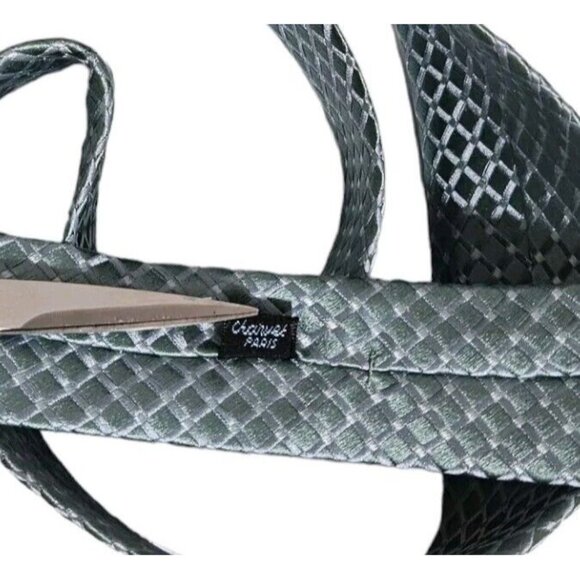 CHARVET Men's 100% Silk Necktie LUXURY Tie XL Green Geometric W:3.7" EUC - Picture 3 of 4